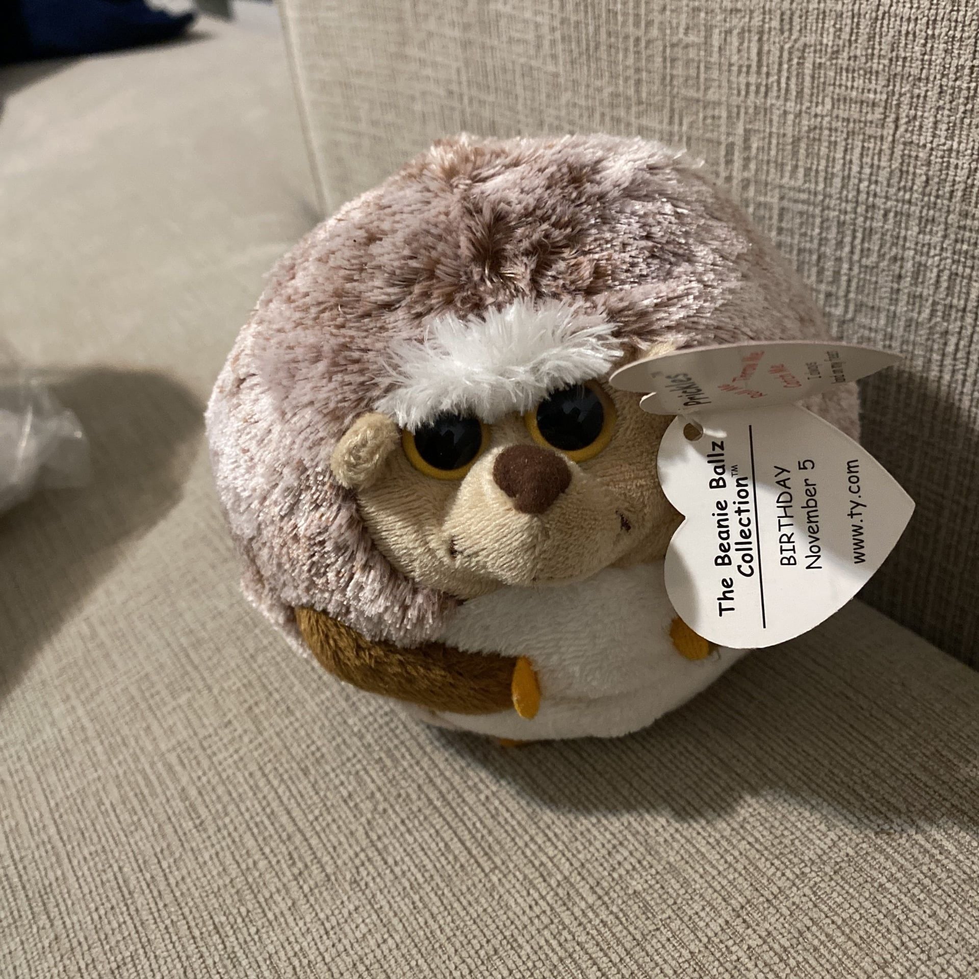 TY Beanie Ballz Prickles the Hedgehog Plush Ball 5 Inch Stuffed Toy 2