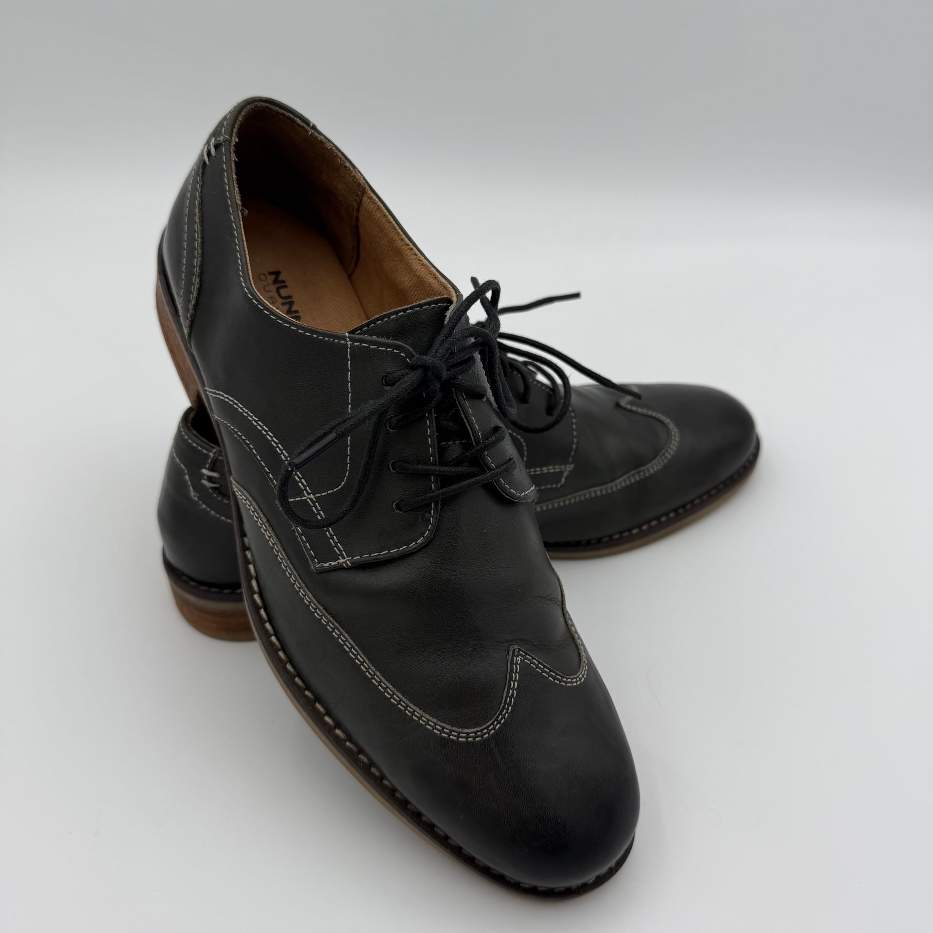 Nunn Bush Cam Moc Toe Oxford in Black Tumbled Leather 1