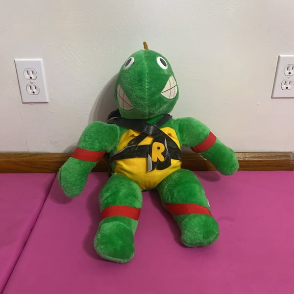 Vintage 1989 Teenage Mutant Ninja Turtles Raphael Santa Plush Toy