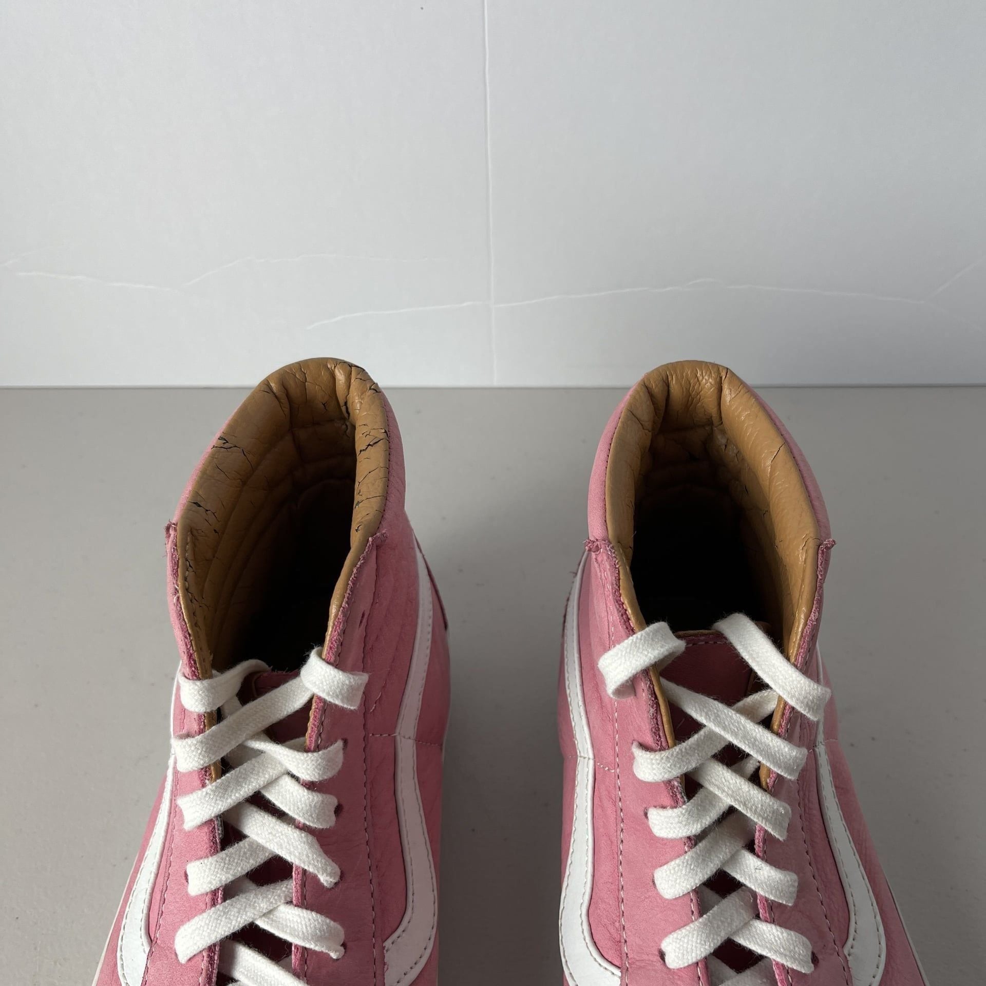 Vans Sk8-Hi Slim Leather Pink High Tops Women 8 Men 6.5 Rare 8