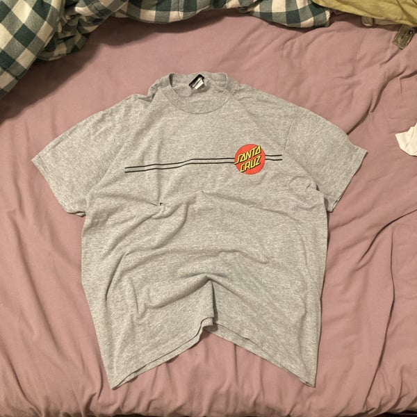 Vintage Santa Cruz Skateboards Grey T-Shirt with Classic Logo, Men's M