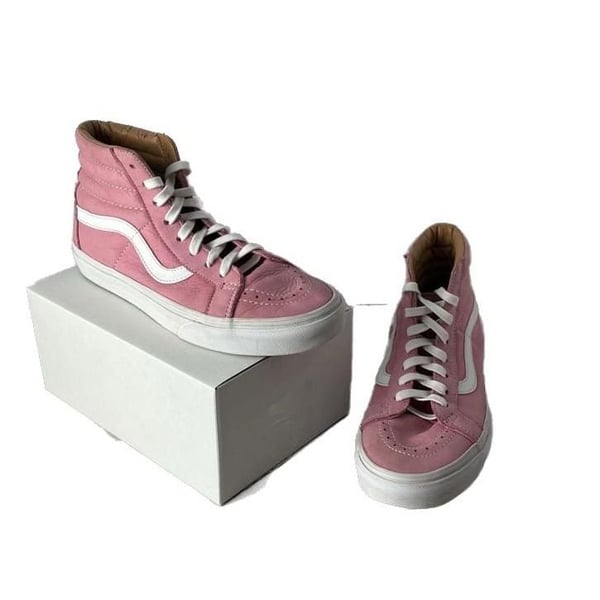 Vans Sk8-Hi Slim Leather Pink High Tops Women 8 Men 6.5 Rare
