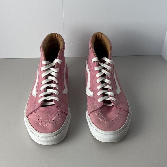 Vans Sk8-Hi Slim Leather Pink High Tops Women 8 Men 6.5 Rare 4
