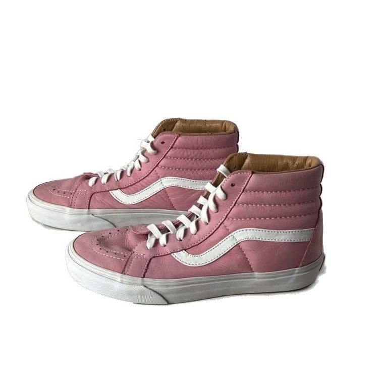 Vans Sk8-Hi Slim Leather Pink High Tops Women 8 Men 6.5 Rare 6