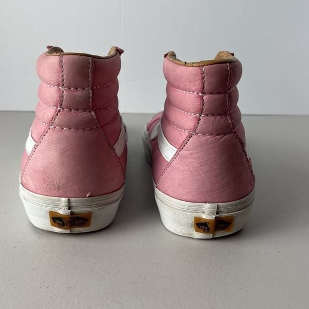 Vans Sk8-Hi Slim Leather Pink High Tops Women 8 Men 6.5 Rare 7