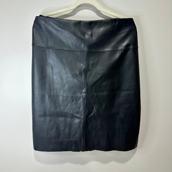 Michael Kors Black Faux Leather Skirt with gold zipper, Sz XL