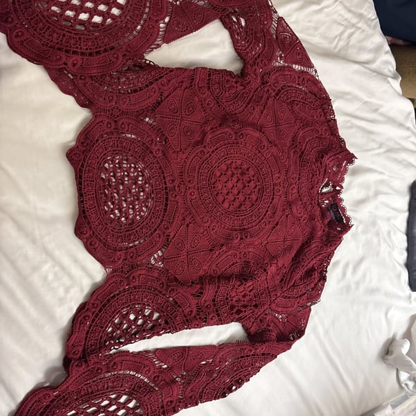 Burgundy lace boho long sleeve top