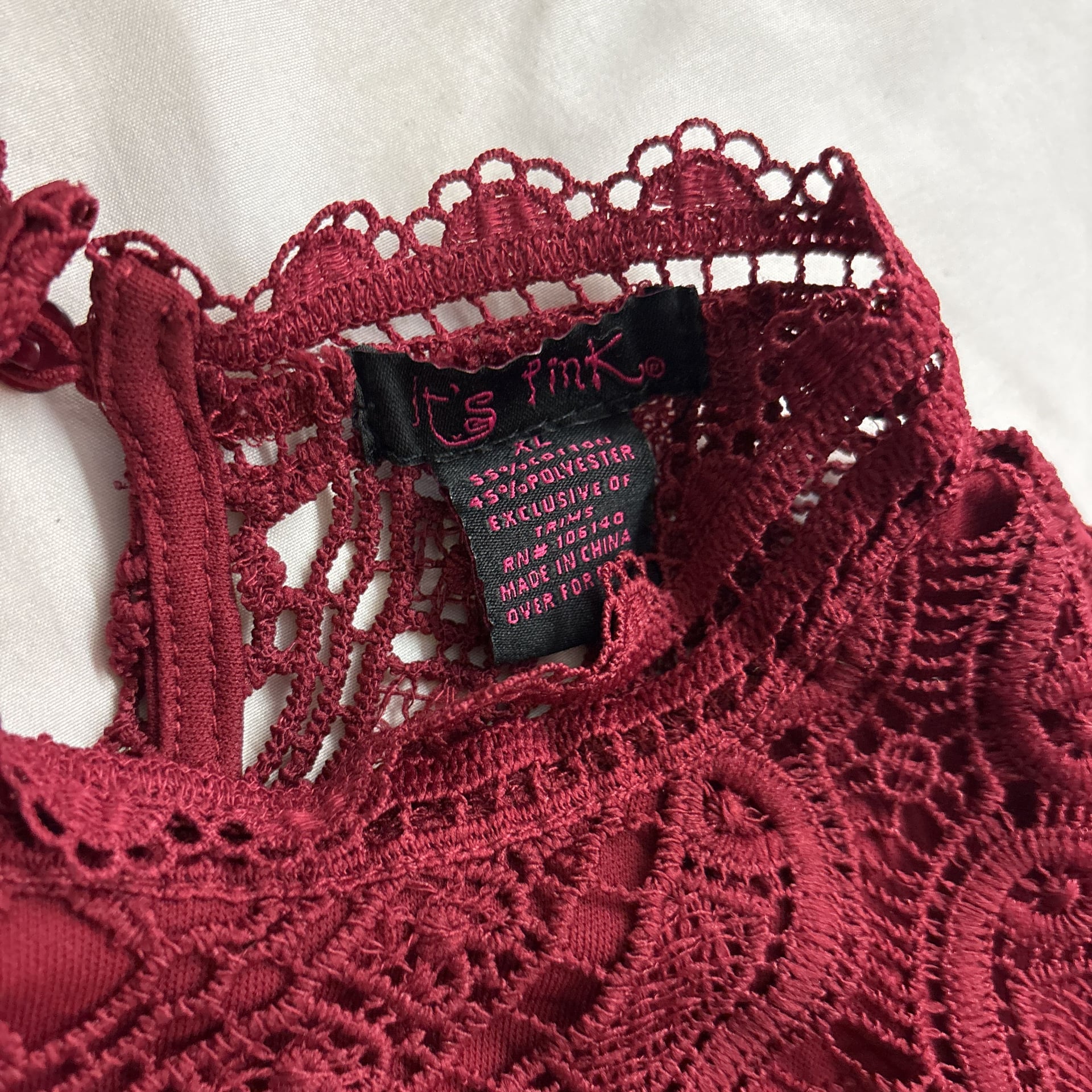 Burgundy lace boho long sleeve top 3
