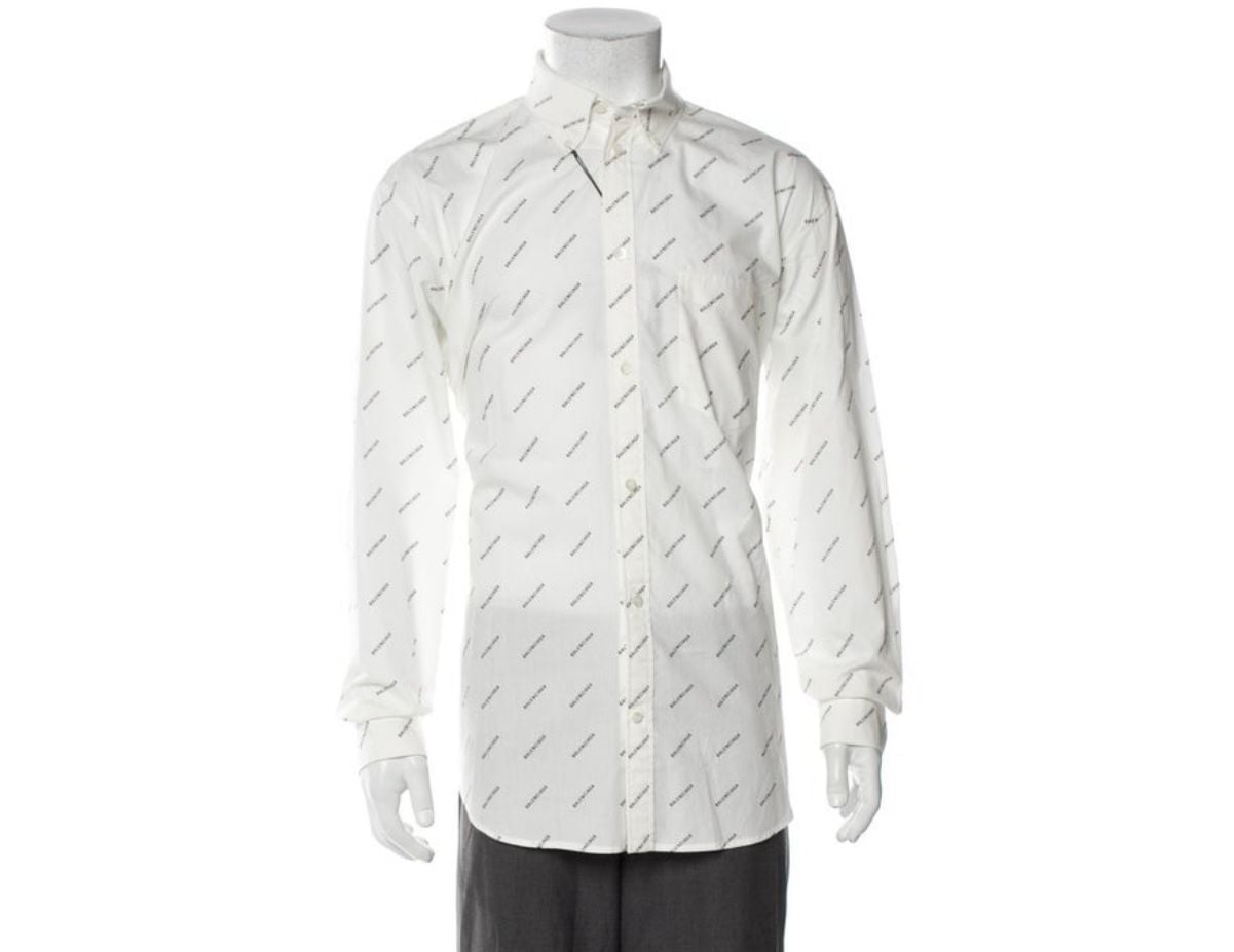 Balenciaga 534333 Tbl96 Full Logo Oversized Long Sleeve Shirt White 38 2