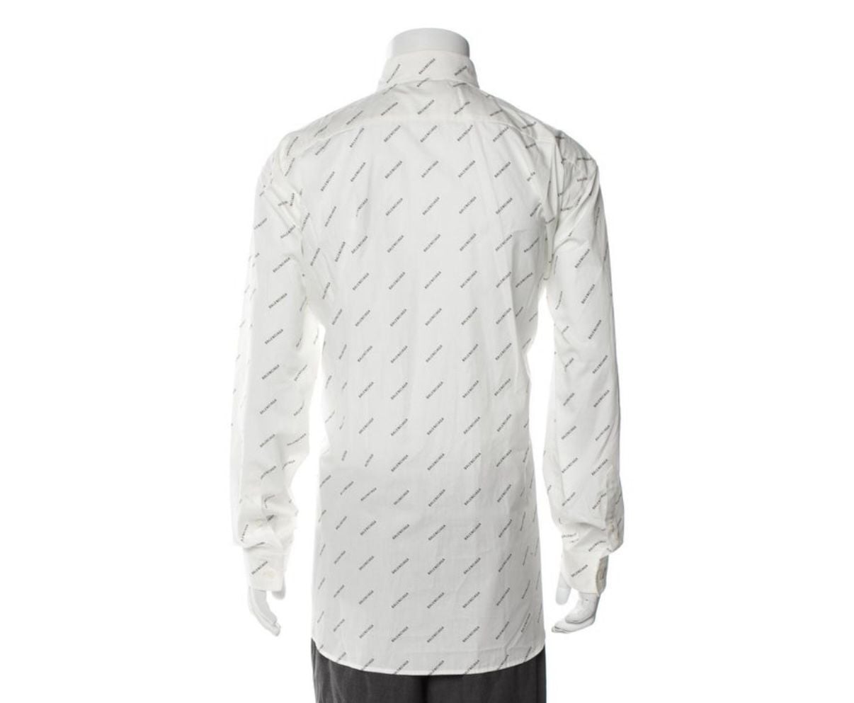 Balenciaga 534333 Tbl96 Full Logo Oversized Long Sleeve Shirt White 38 4