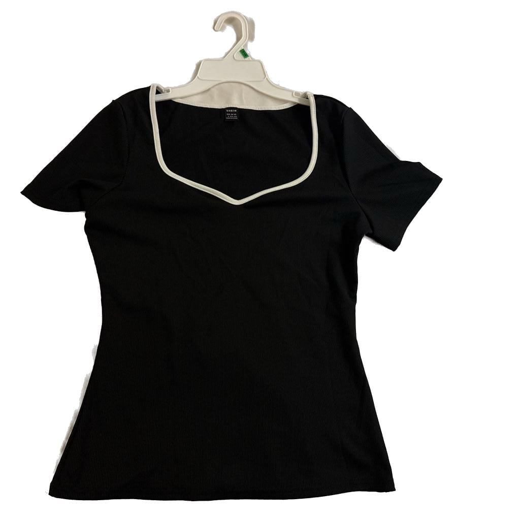 SheIn DAZY Contrast Binding Ribbed Knit Tee, 3