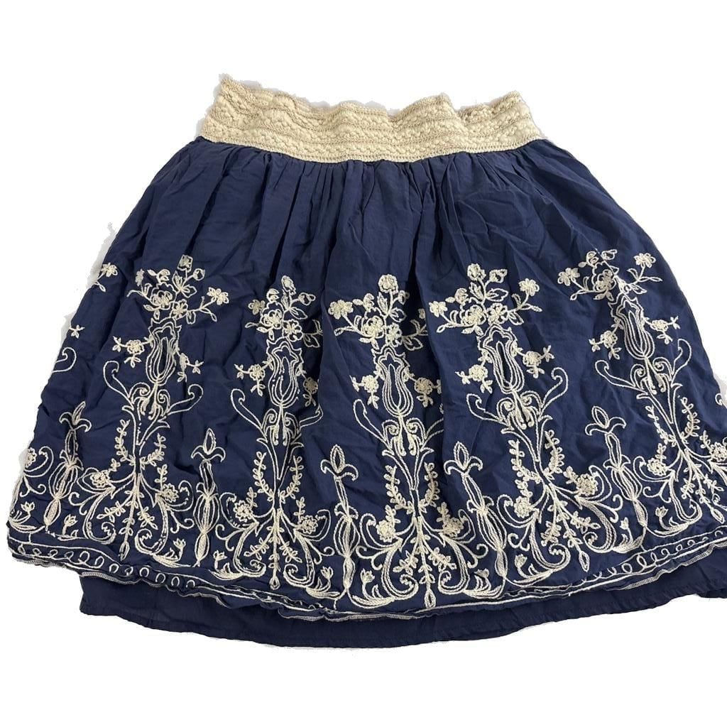 Vintage Indigo Skirt With Embroidery - , 2