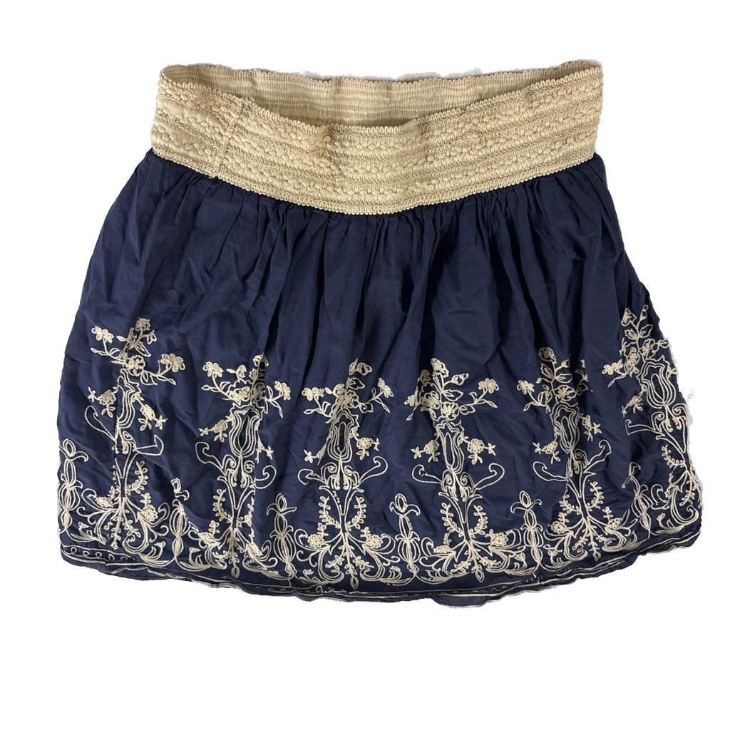 Vintage Indigo Skirt With Embroidery - , 5
