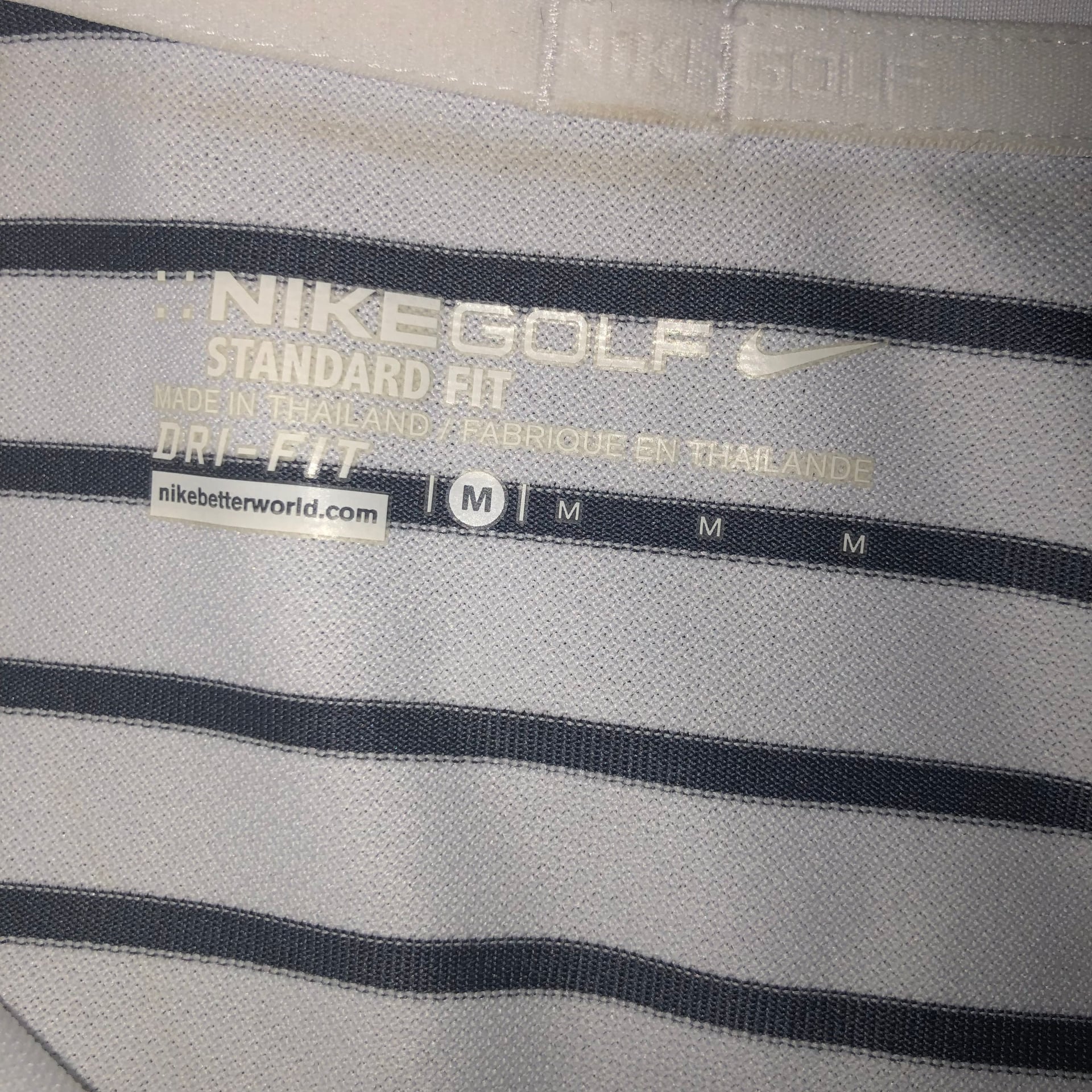 Nike Golf Dri-Fit White With Blue and Black Stripes Polo Men's Size Small 3