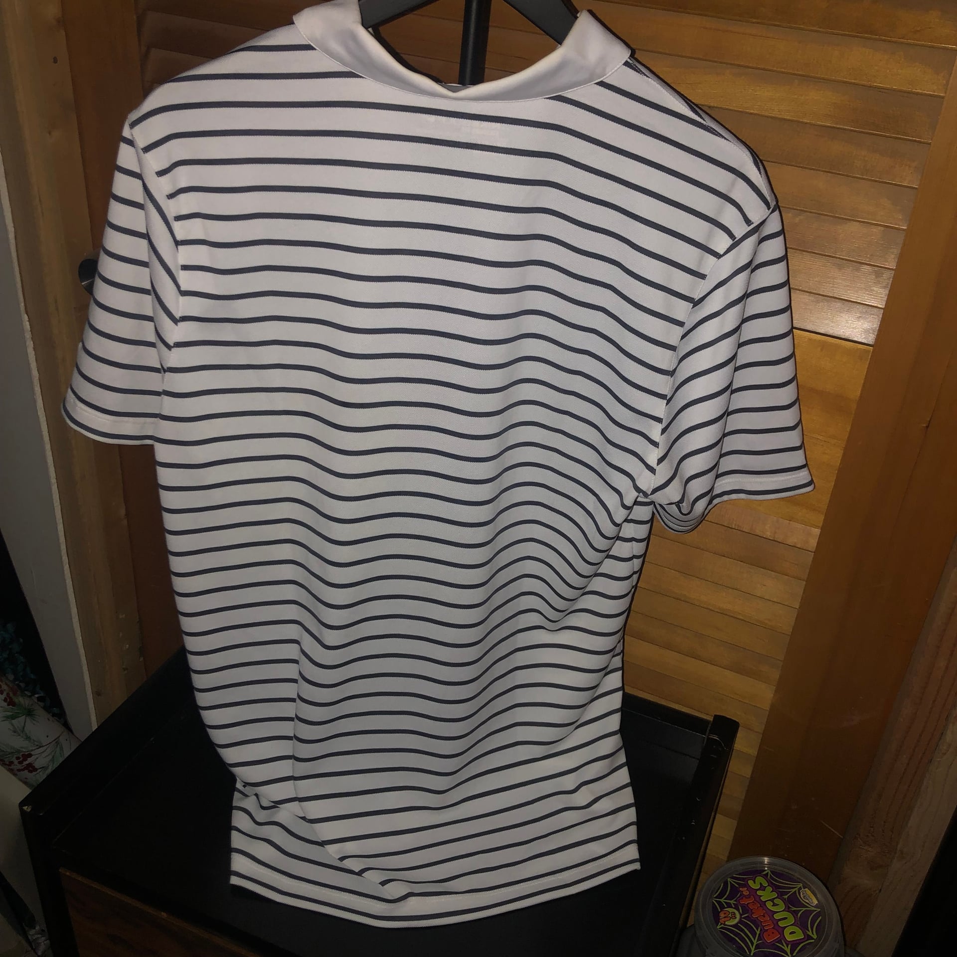 Nike Golf Dri-Fit White With Blue and Black Stripes Polo Men's Size Small 4