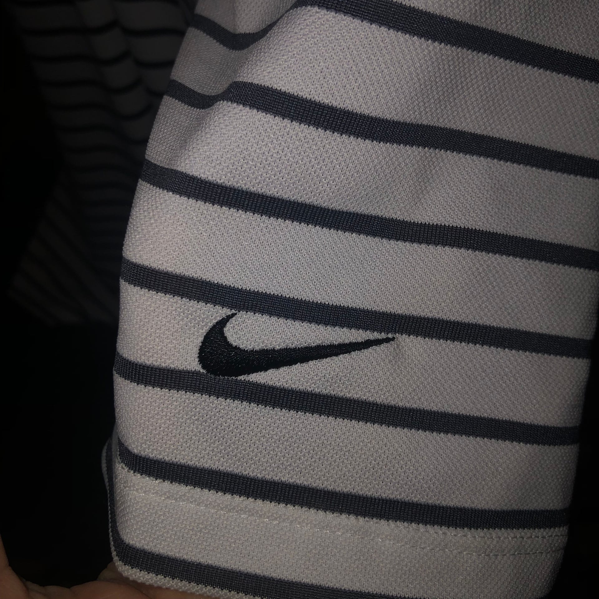 Nike Golf Dri-Fit White With Blue and Black Stripes Polo Men's Size Small 5