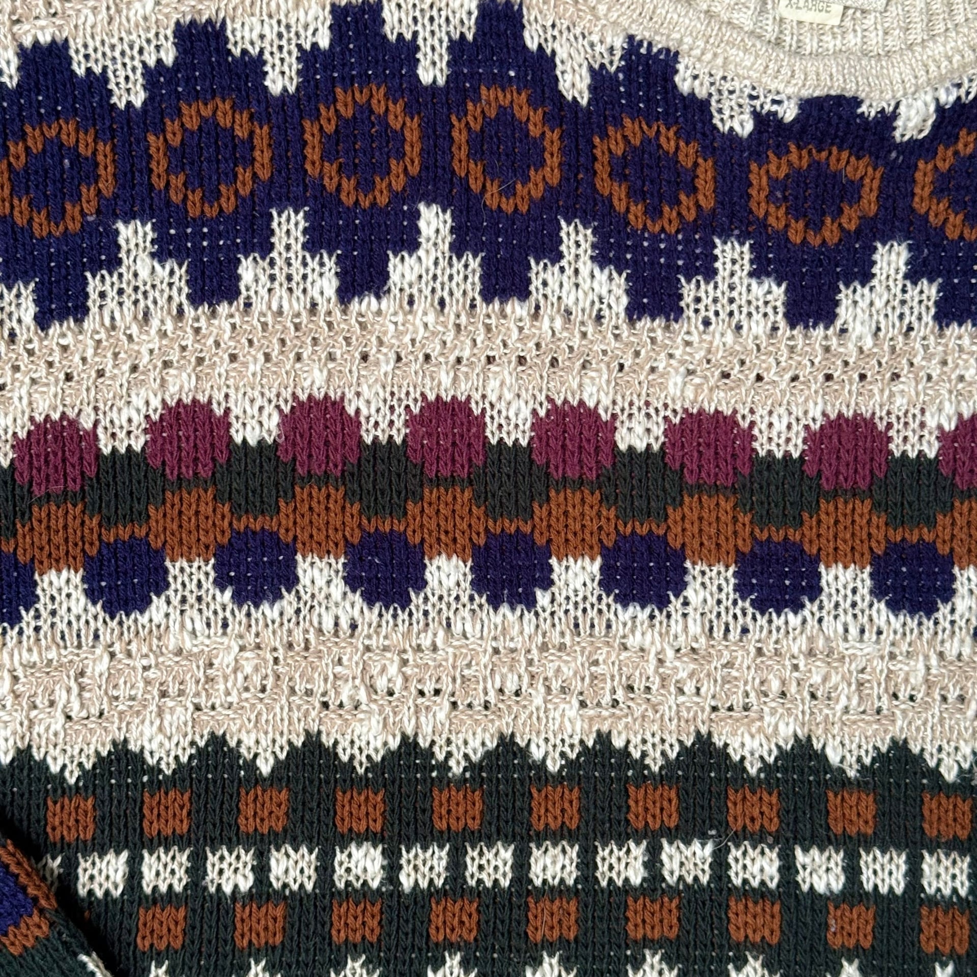 VTG Knit Sweater XL 90's Grandpa Oversized Academia Preppy Cottage Cosby 6
