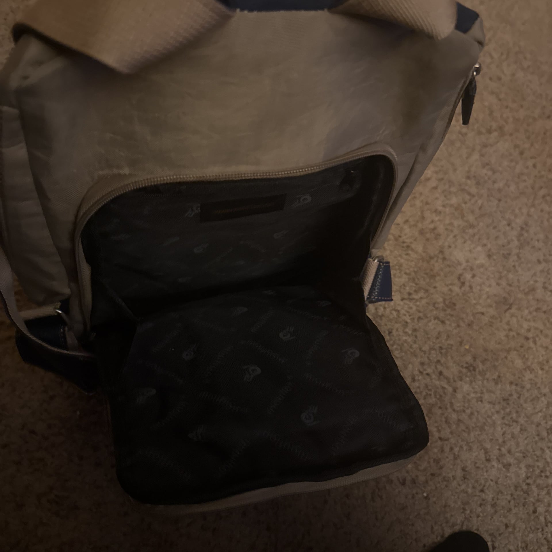 Mouflon backpack Navy Blue with tan waterproof  10