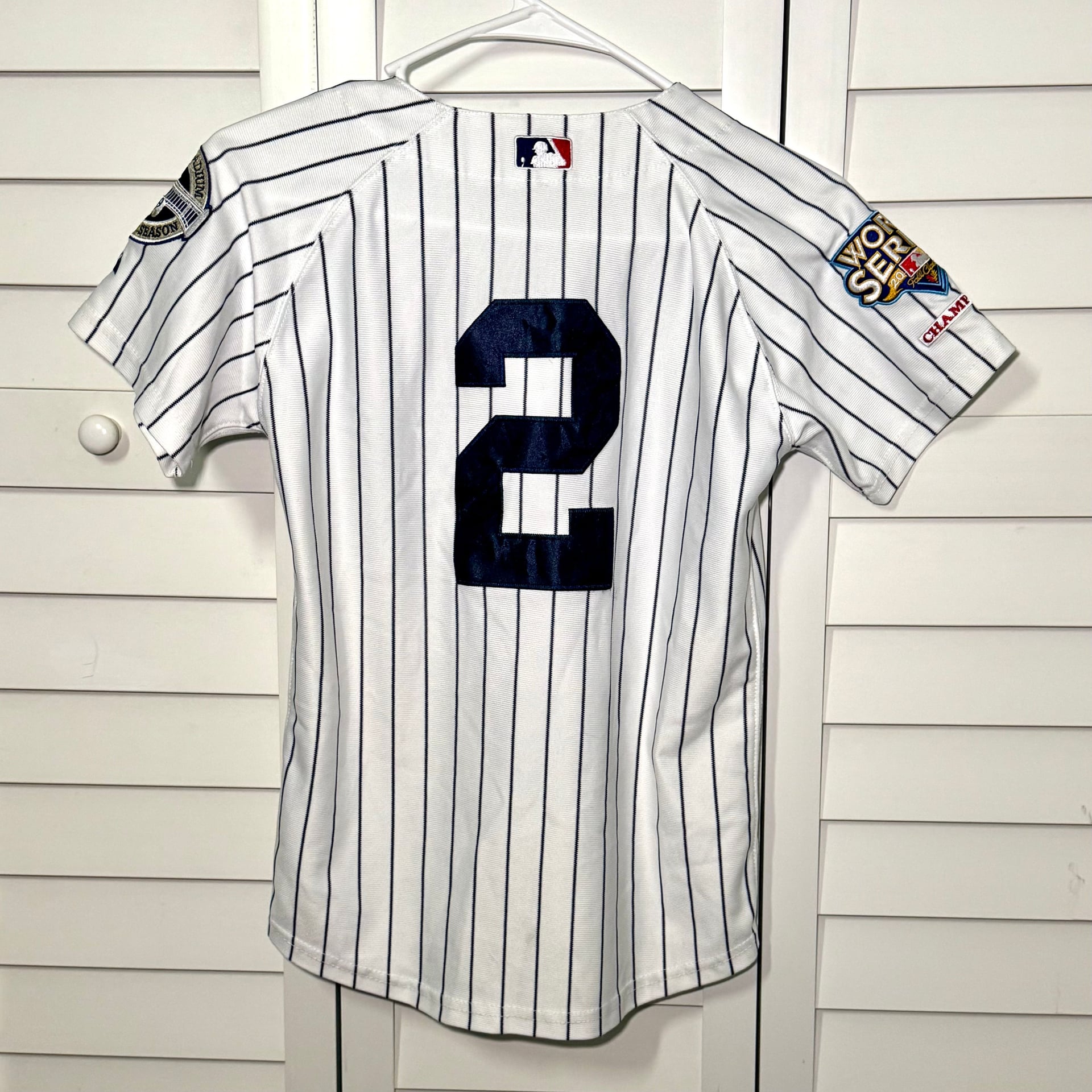 Derek Jeter NY Yankees 2009 World Series Majestic Authentic Jersey Youth Med 2