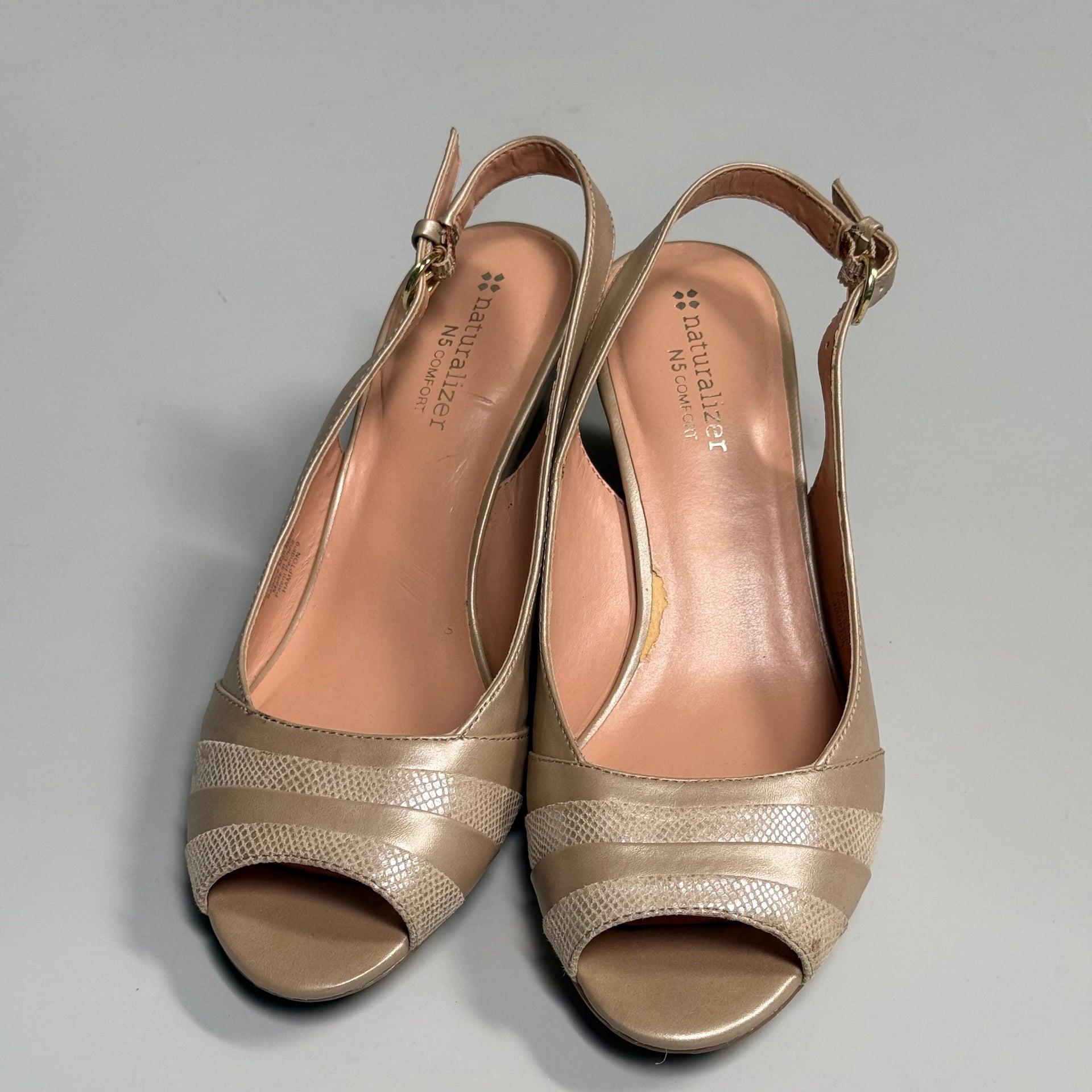 Naturalizer N5 Wedges Slingback Womens 8M Hampton Tan Nude Heels Beige Comfort 3
