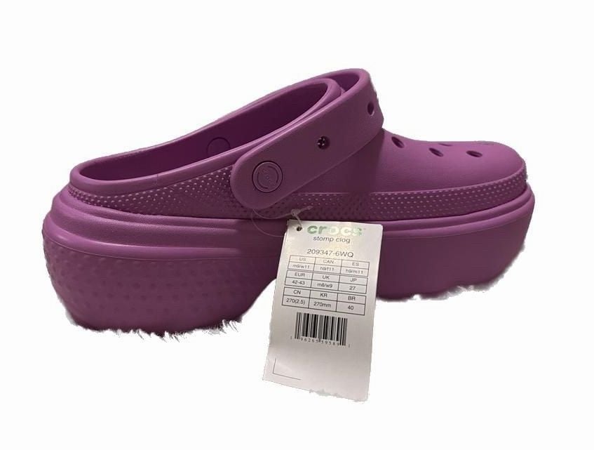 Crocs Stomp Clog Bubble Chunky Slip-On Slides Unisex M9/W11 Violet Purple 10