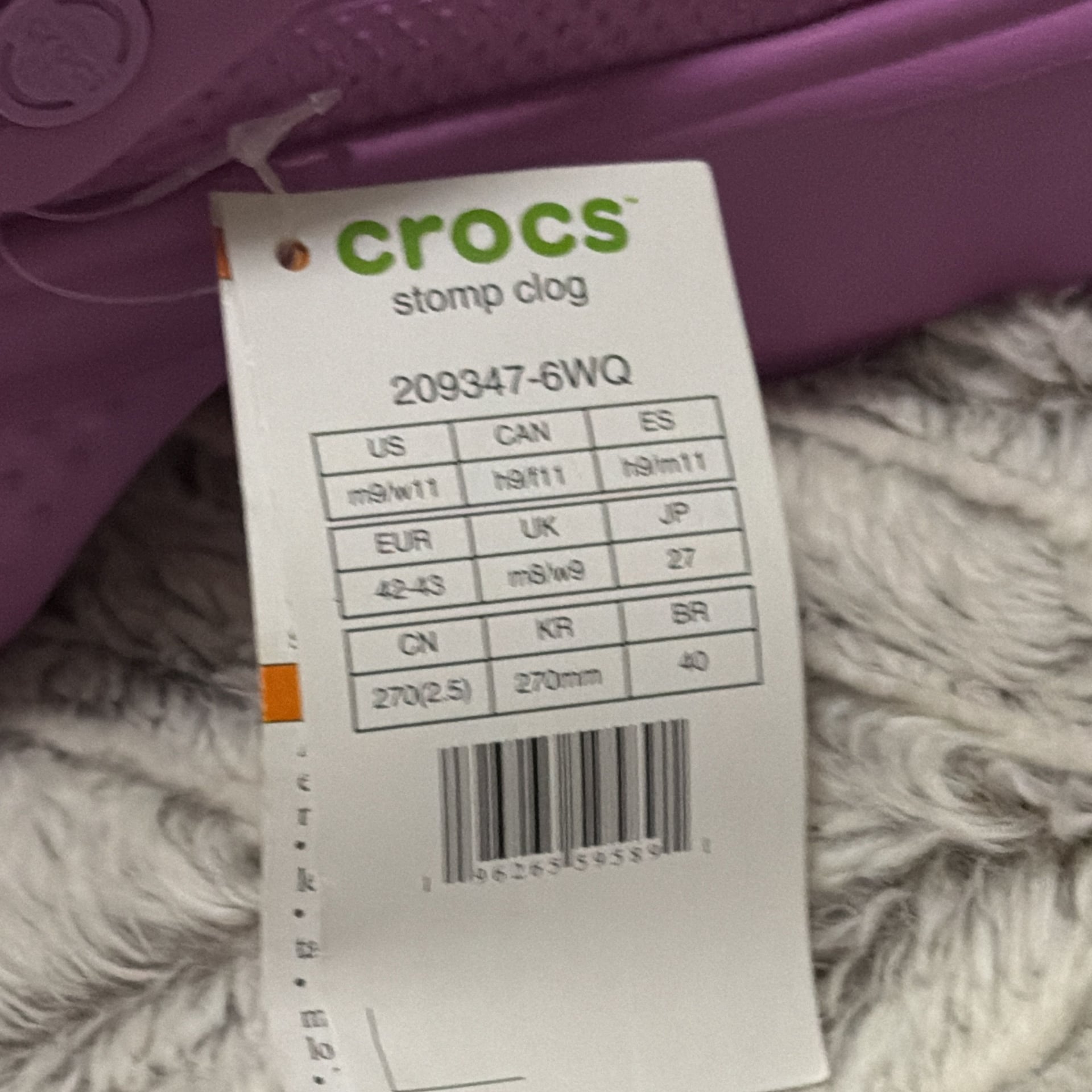 Crocs Stomp Clog Bubble Chunky Slip-On Slides Unisex M9/W11 Violet Purple 14