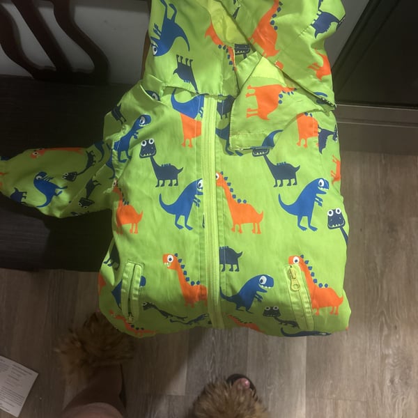 IjnUhb Kids Waterproof Hooded Dinosaur Rain Jacket