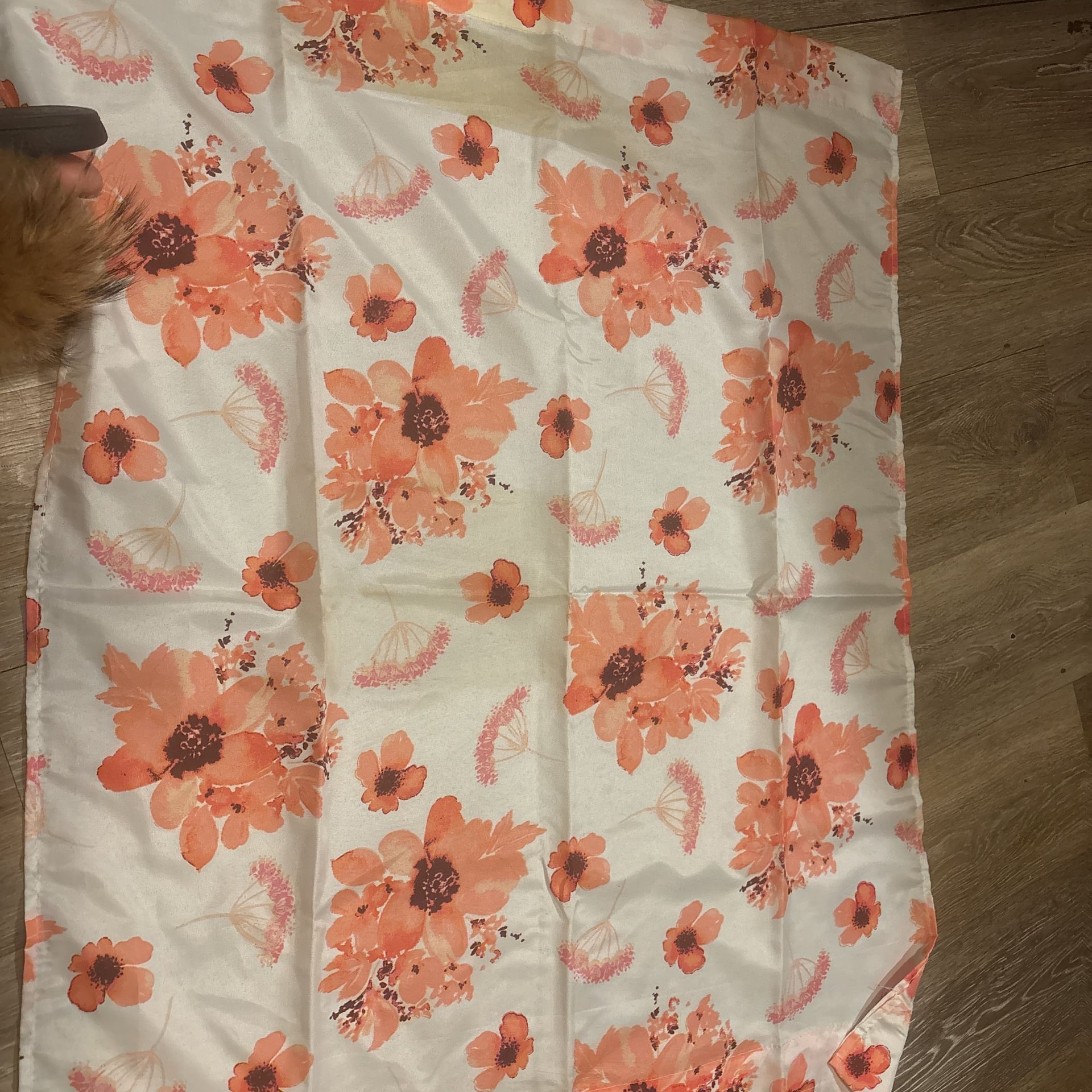 Vintage Floral Orange Cream Roses Full Cottage Curtains 1