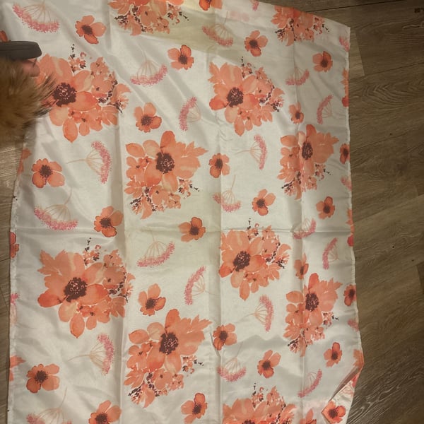 Vintage Floral Orange Cream Roses Full Cottage Curtains 