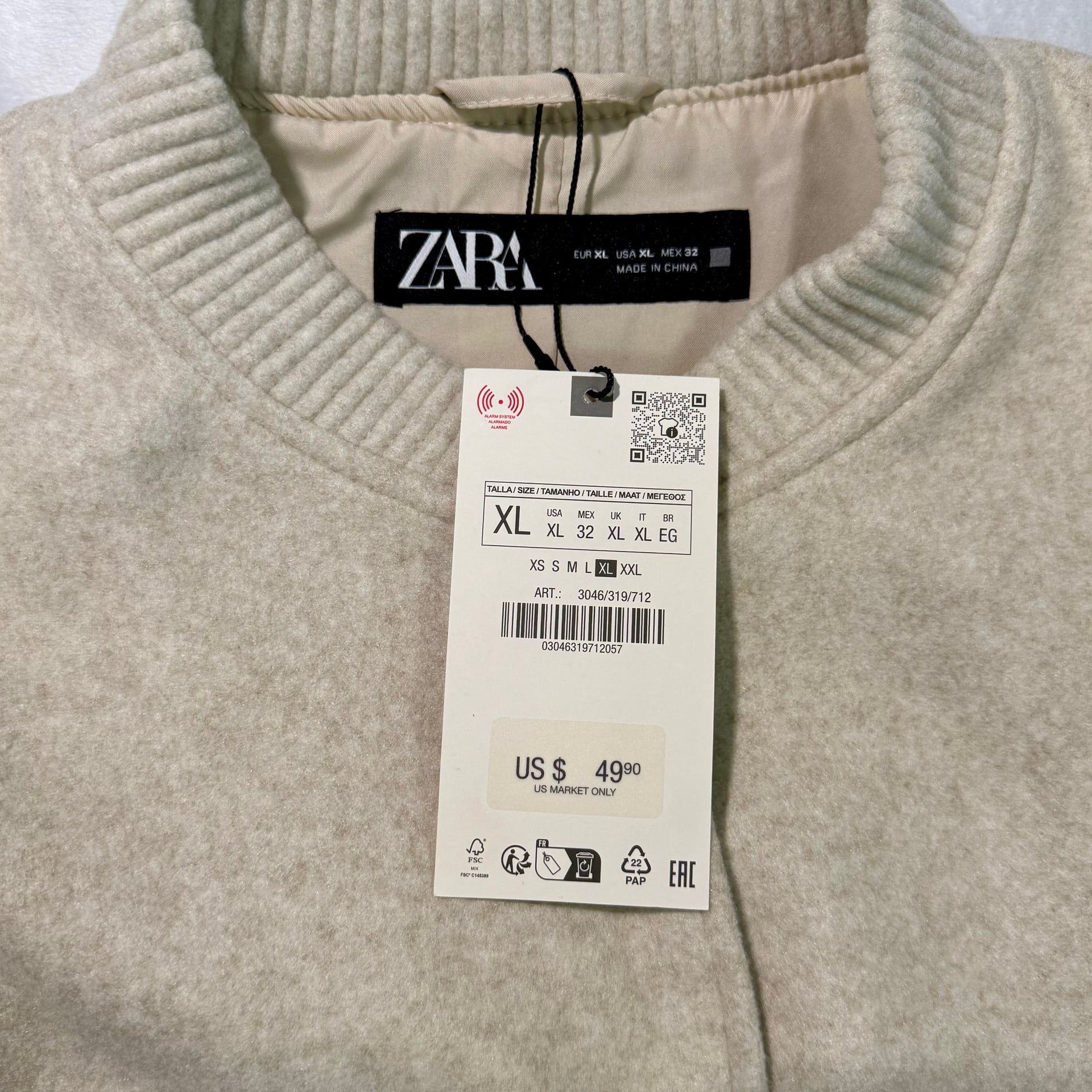Cream Zara bomber jacket women’s size XL 4