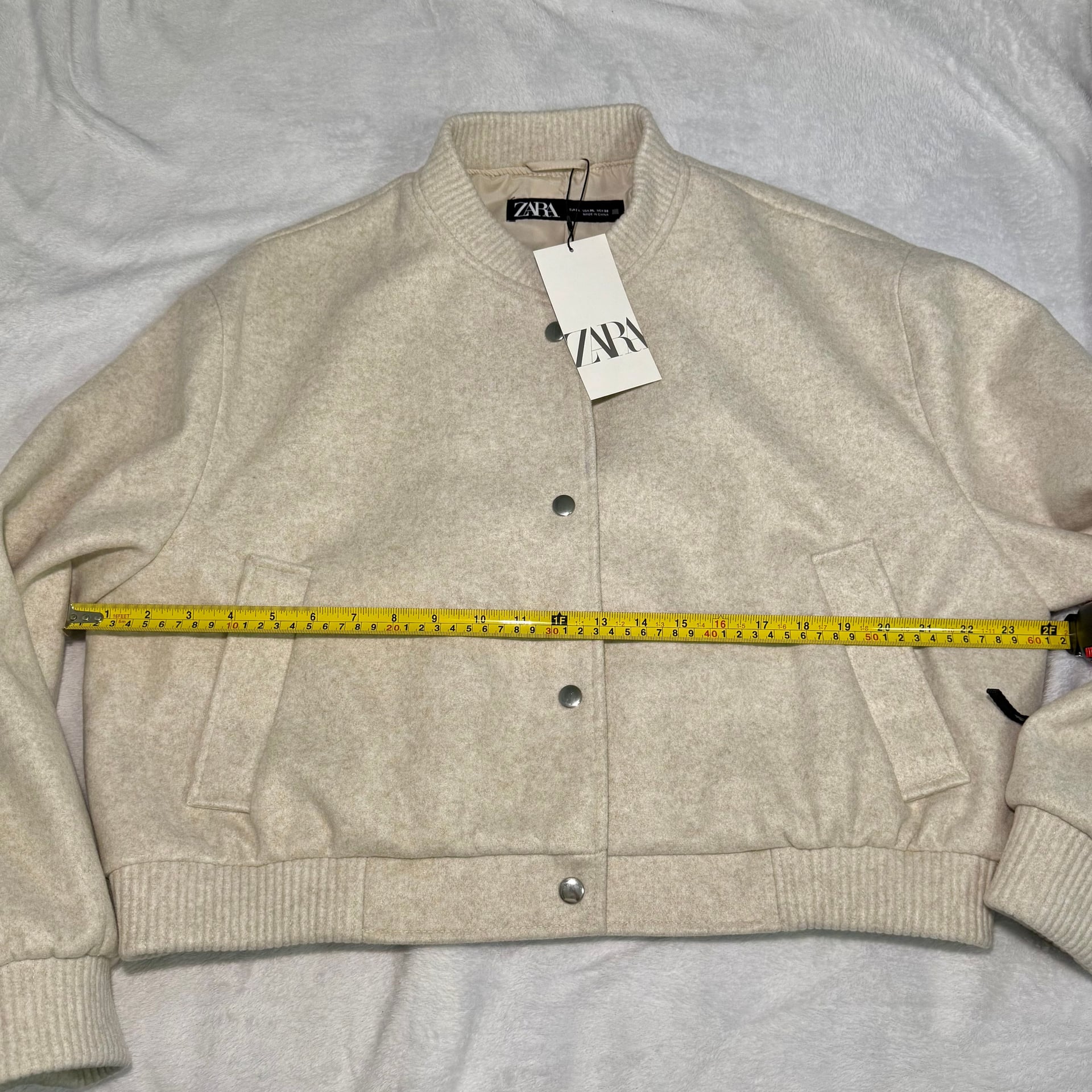 Cream Zara bomber jacket women’s size XL 5