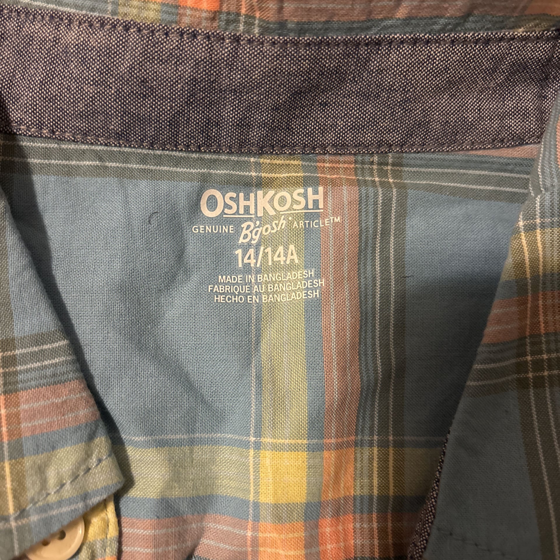 OshKosh B'gosh Boys Plaid Button Up Long Sleeve Shirt Size 8 1
