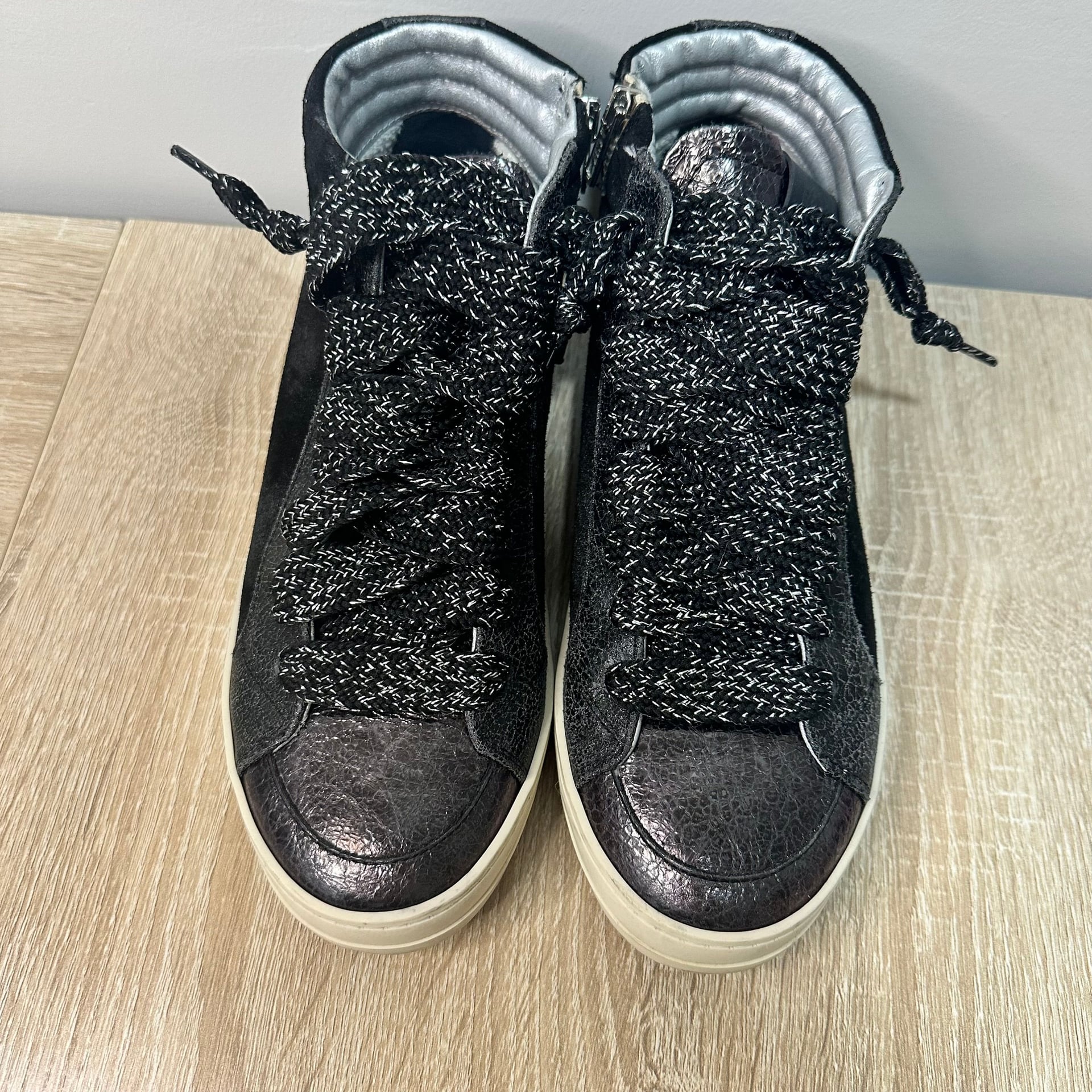 P448 Skate Boster Black Sequin High Top Sneakers, Sz 39 (8.5) 3