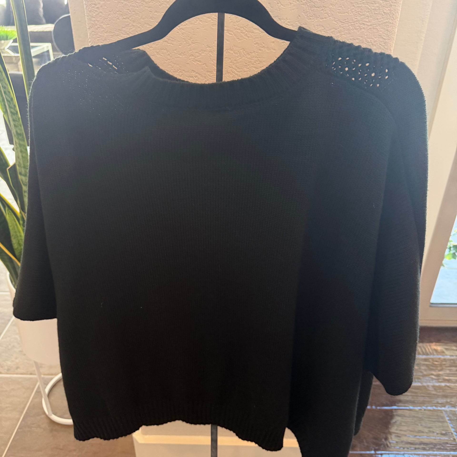Black Pearl Beaded Short Sleeve Sweater Top 5