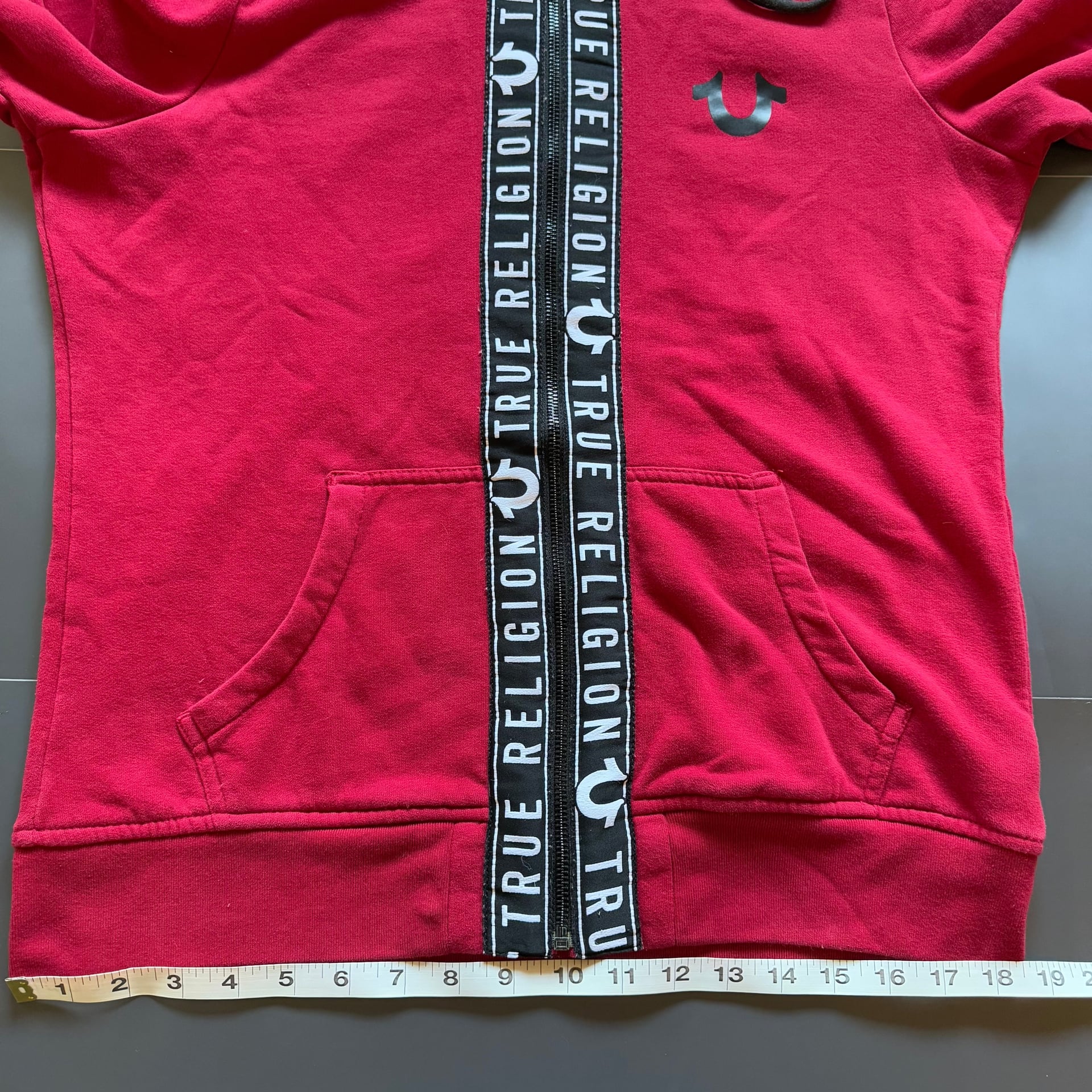 True Religion Red Logo Tape Trim Zip Up Hoodie 5