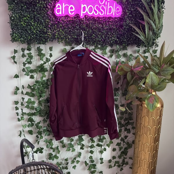 Adidas Originals Supergirl Track Jacket Trefoil Logo Burgundy