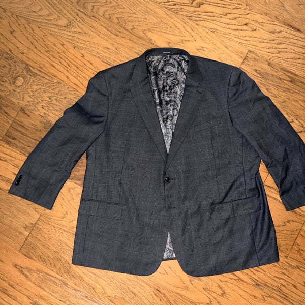Jos. A. Bank 100% Wool CUSTOM Gray Geometric Blazer Sport Jacket Size 54R