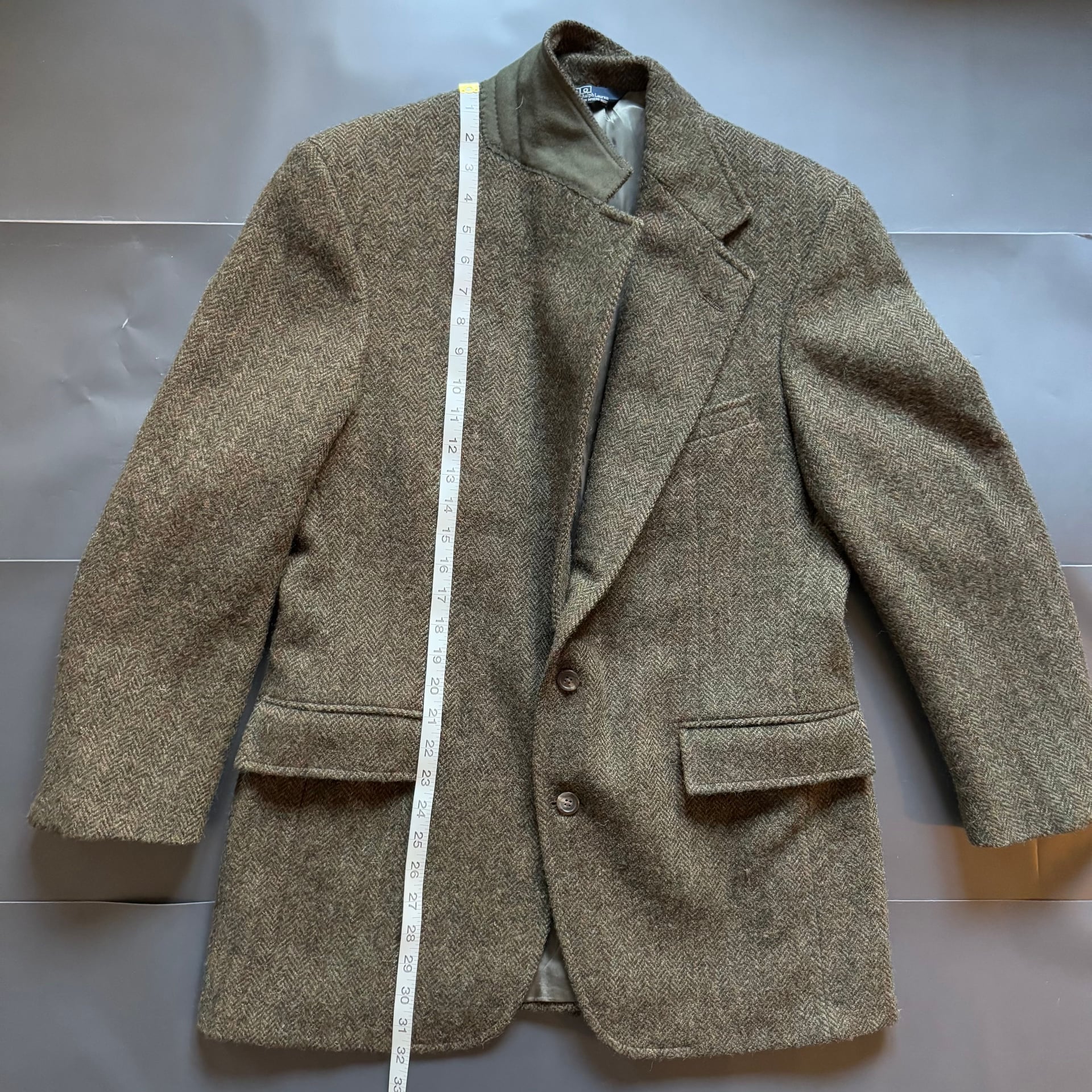 Vintage Polo Ralph Lauren Wool Tweed Blazer Jacket Gray Brown Men's USA 3