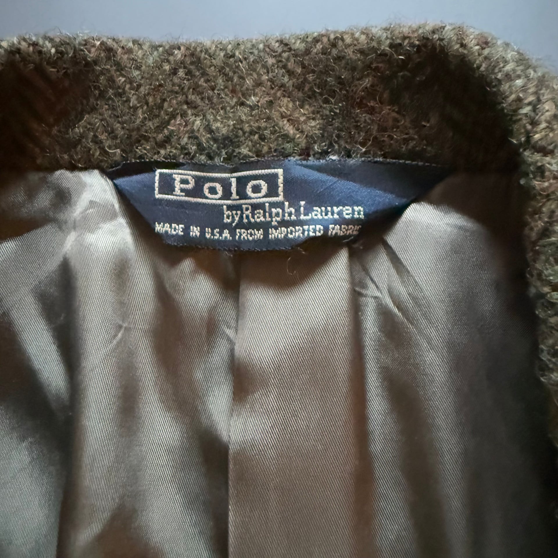 Vintage Polo Ralph Lauren Wool Tweed Blazer Jacket Gray Brown Men's USA 7