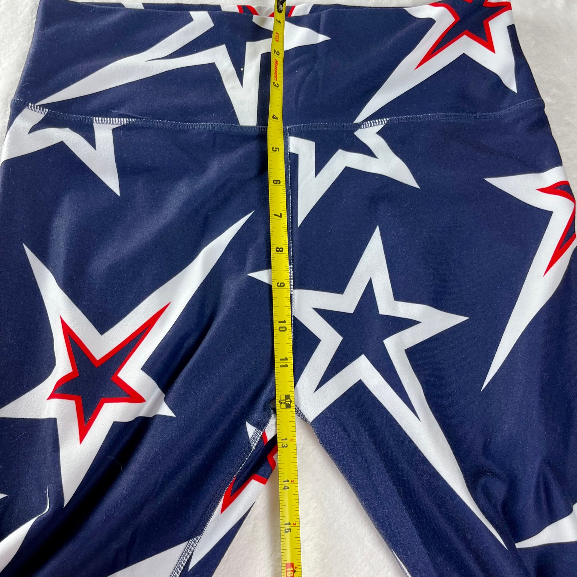 Fabletics Star Print High Rise 7/8 Leggings Navy Red White Womens Large 4