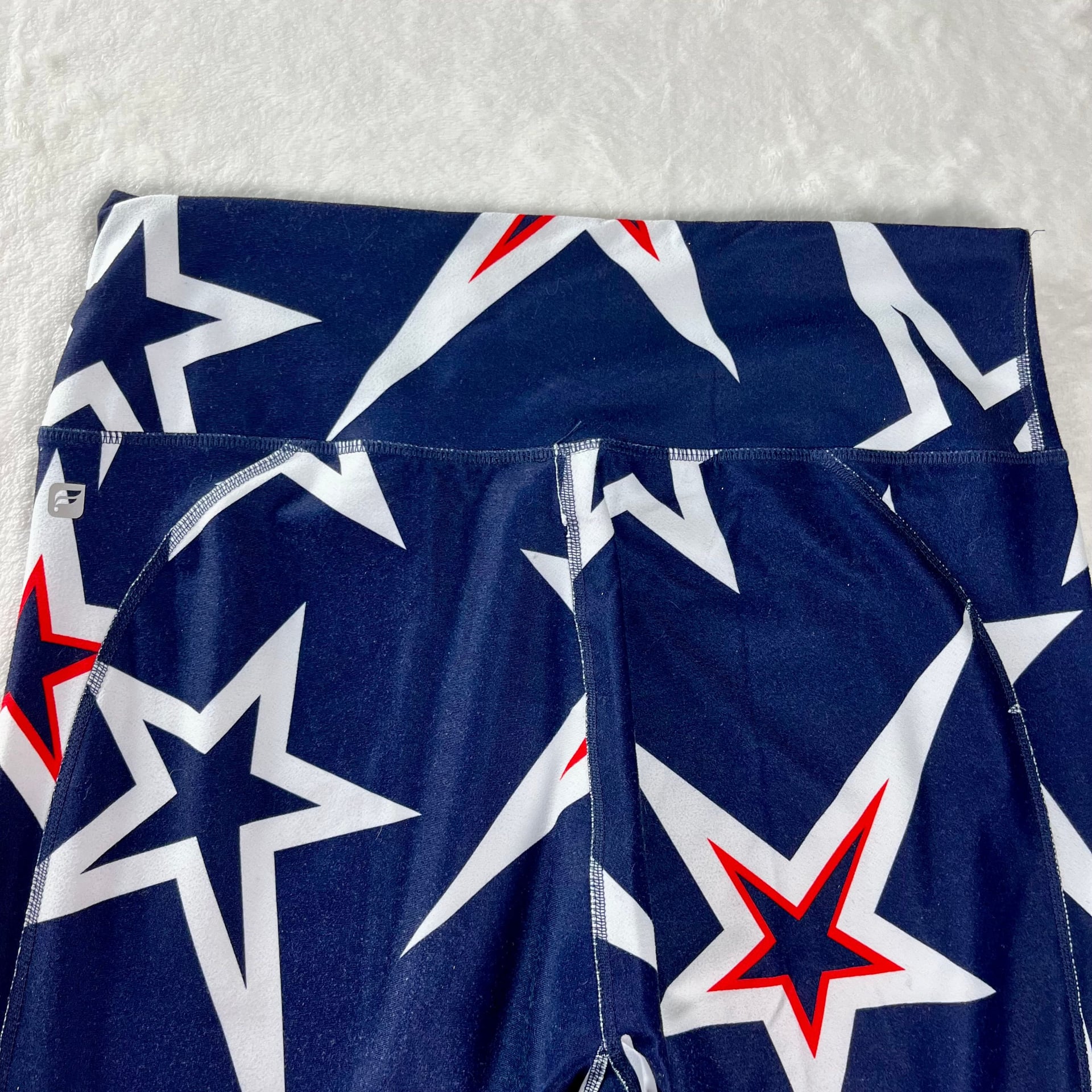 Fabletics Star Print High Rise 7/8 Leggings Navy Red White Womens Large 7