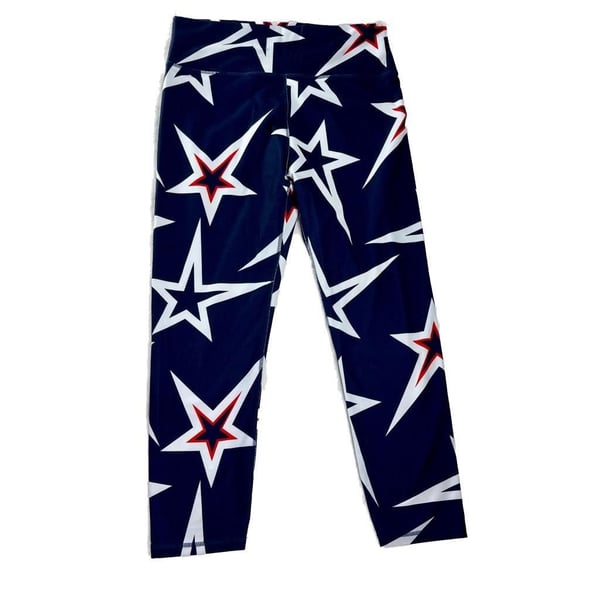 Fabletics Star Print High Rise 7/8 Leggings Navy Red White Womens Large