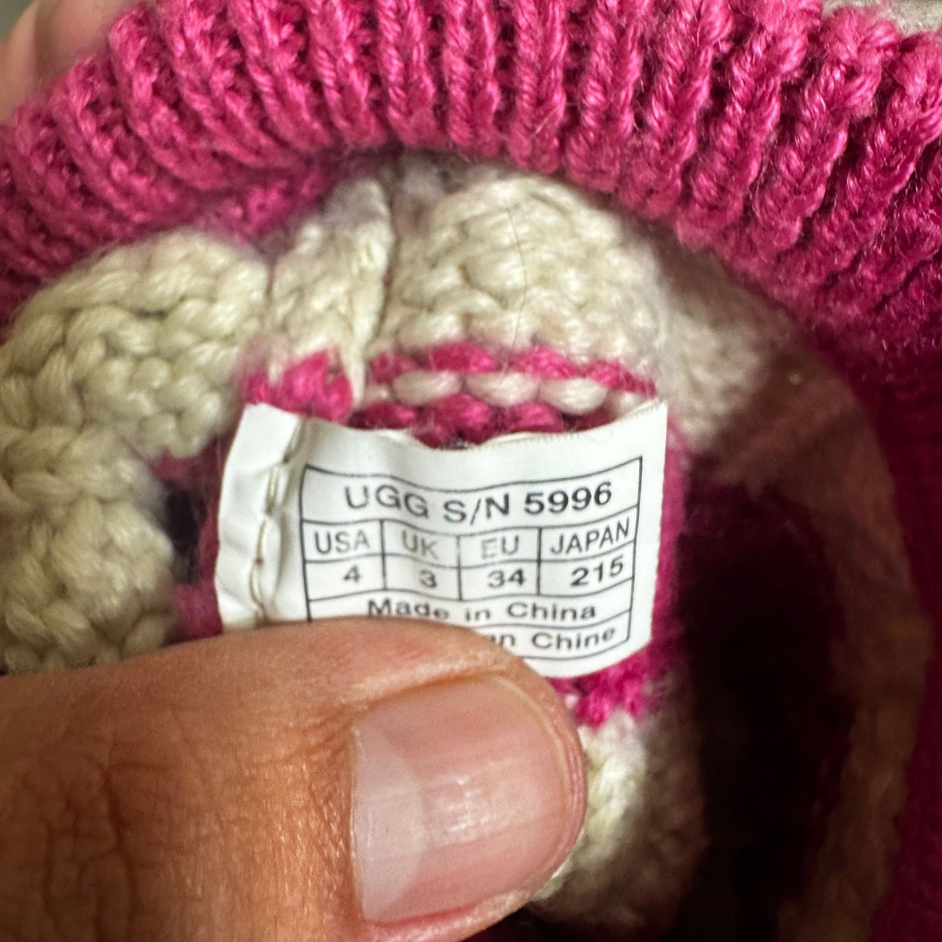 UGG Australia Pink And White Striped Cable Knit Boots 5