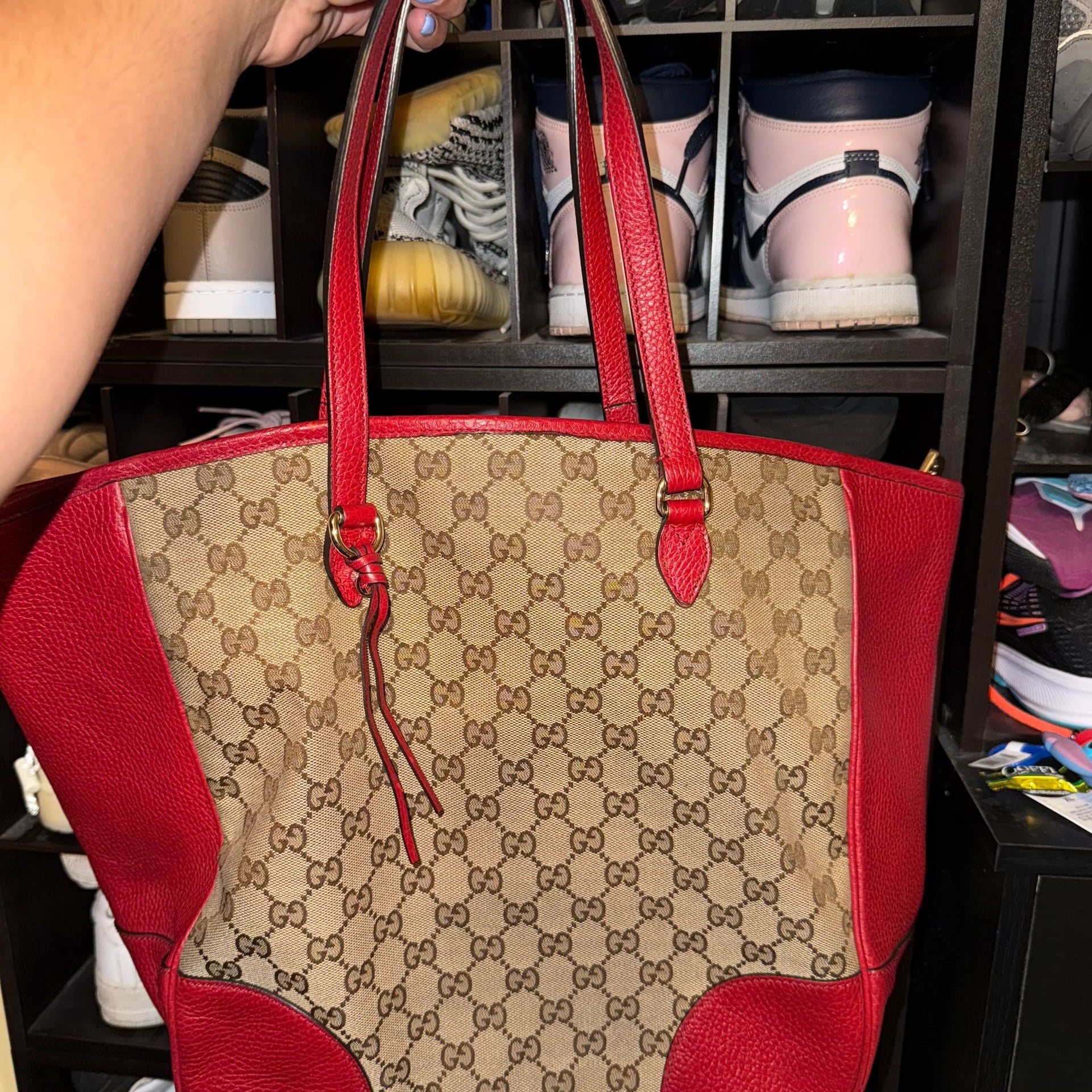 Gucci Bree GG Canvas Tote Bag in Red AUTHENTIC 1