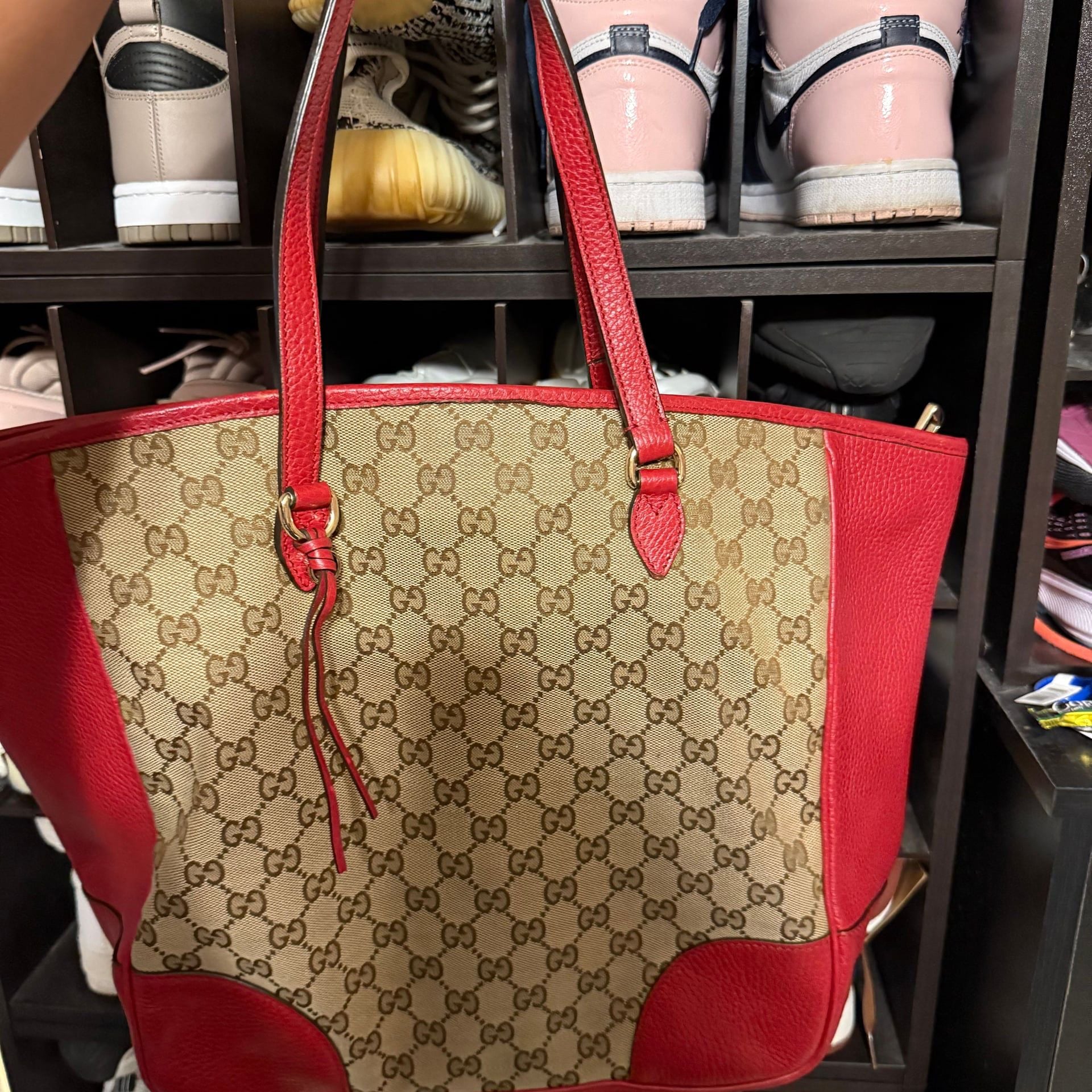 Gucci Bree GG Canvas Tote Bag in Red AUTHENTIC 2