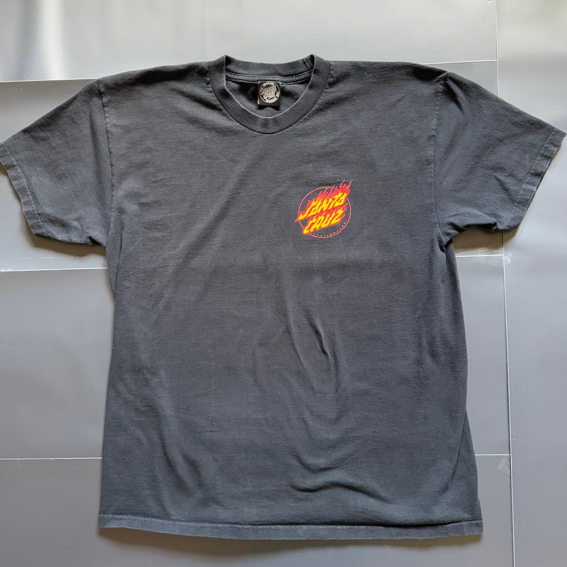 Santa Cruz Skateboards Flame Logo Black T-Shirt 1