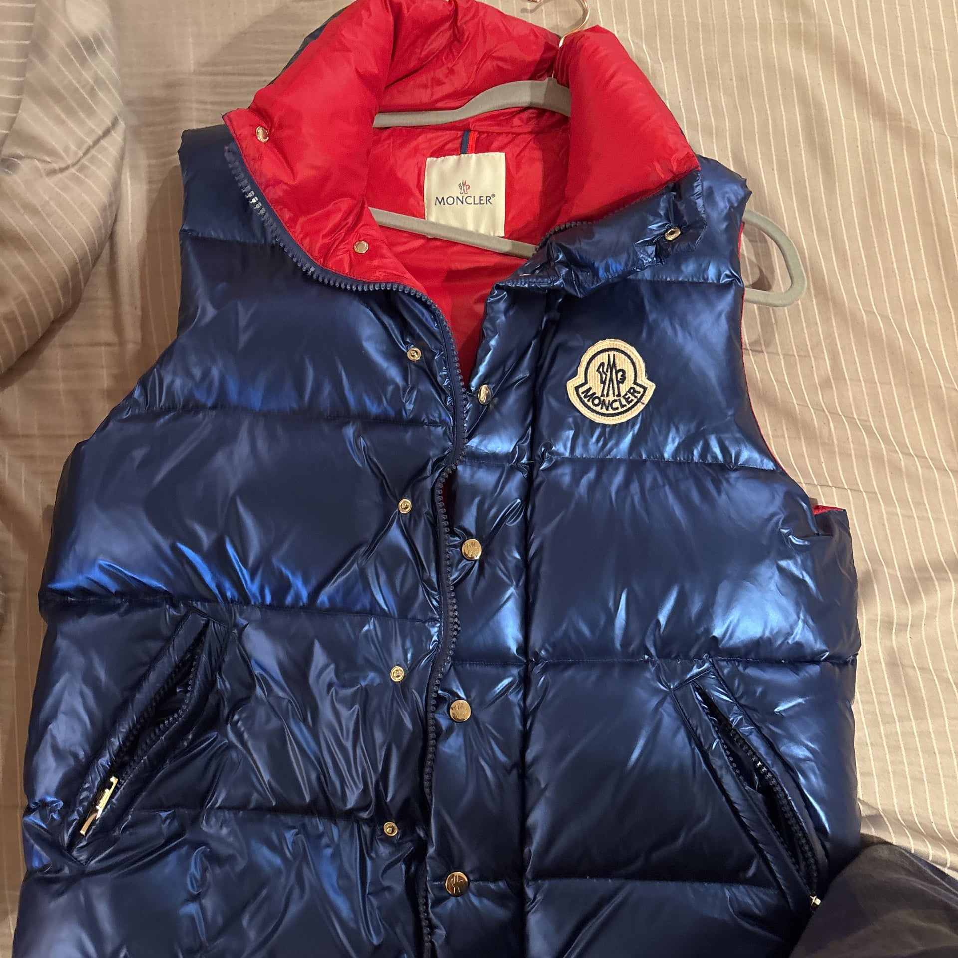 Moncler Men's Dark Blue Quilted Down Puffer Vest 1