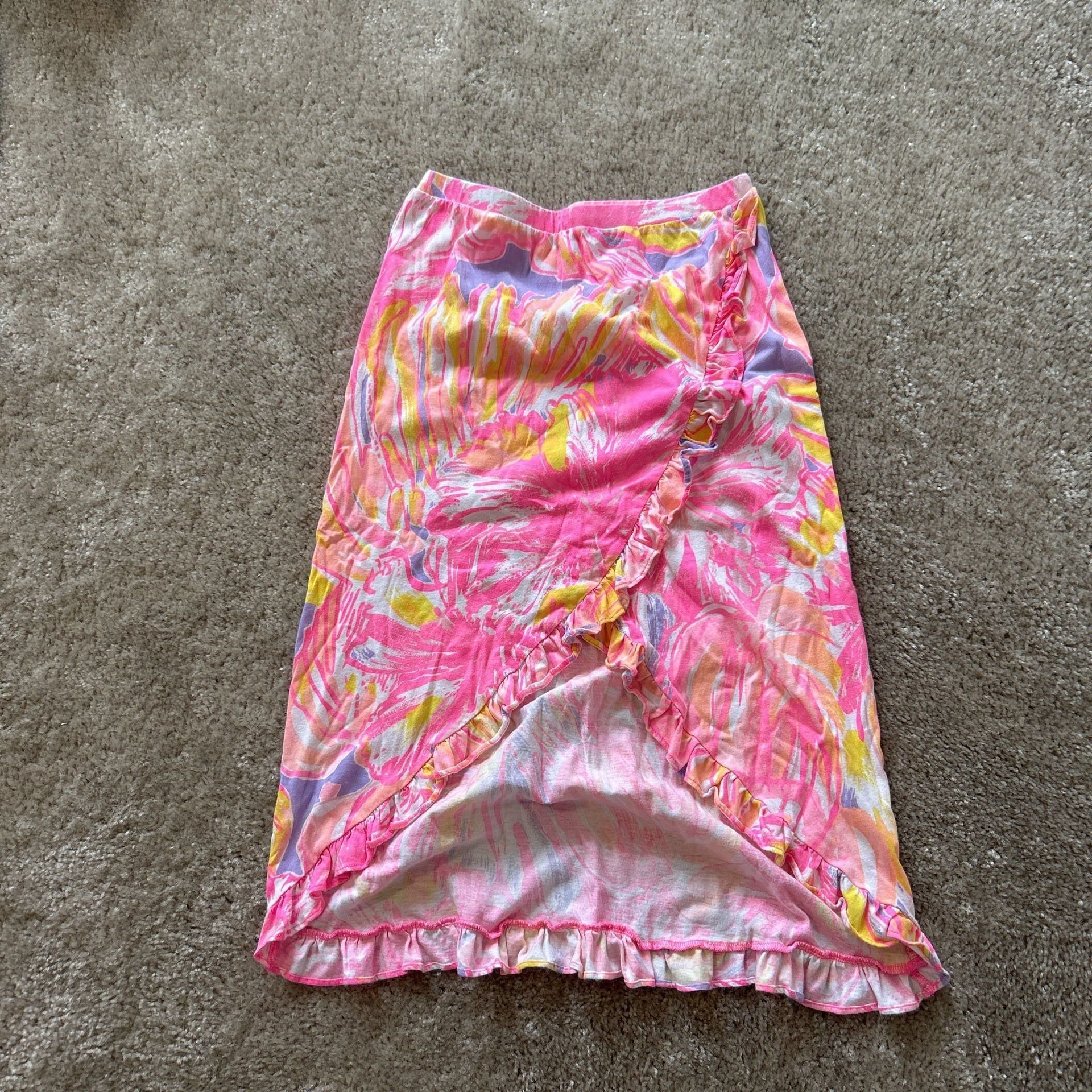 Lilly Pulitzer Girls Rebekah High Low Skirt Ruffle Cotton L 8-10 Years 1