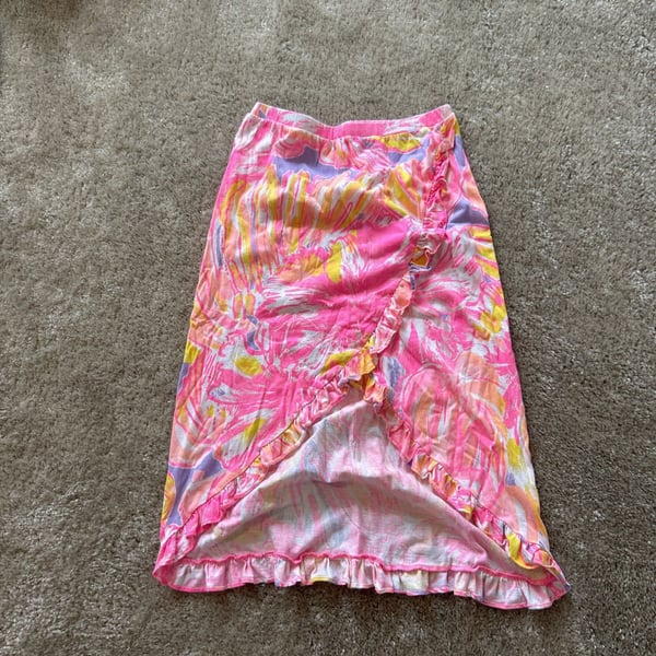 Lilly Pulitzer Girls Rebekah High Low Skirt Ruffle Cotton L 8-10 Years