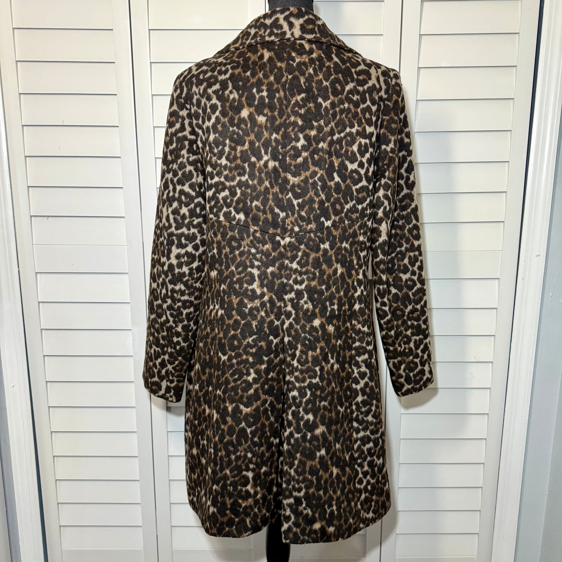 Via Spiga Leopard Print Wool Blend Walker Coat Sz 14 3